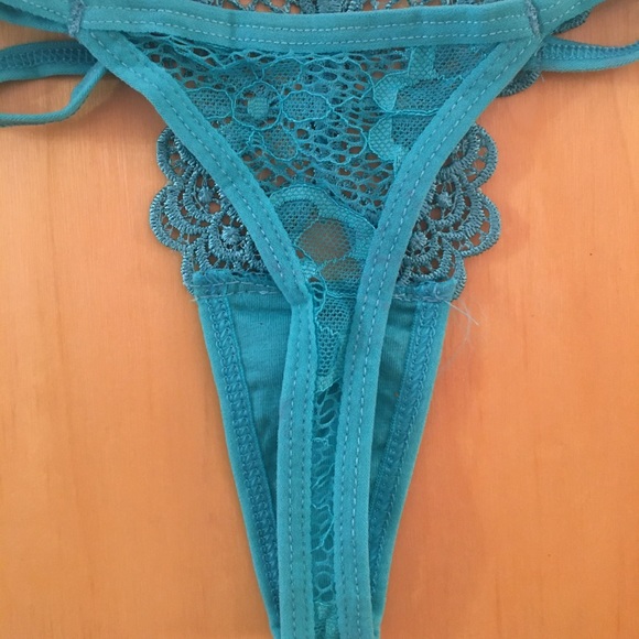 Sexy teal panties, butterfly design, sequin accent - Picture 4 of 6